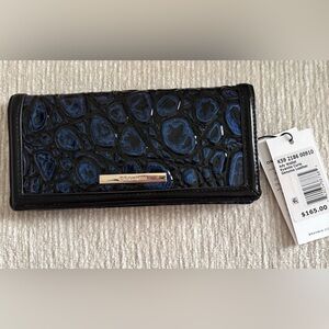 Brahmin Ady Wallet Kyanite Curie Blue Croc Embossed Leather NW